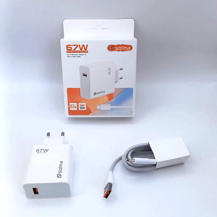 Cargador Rápido SOLMA 67W | USB-C + Cable Tipo-C + Multidispositivo 7