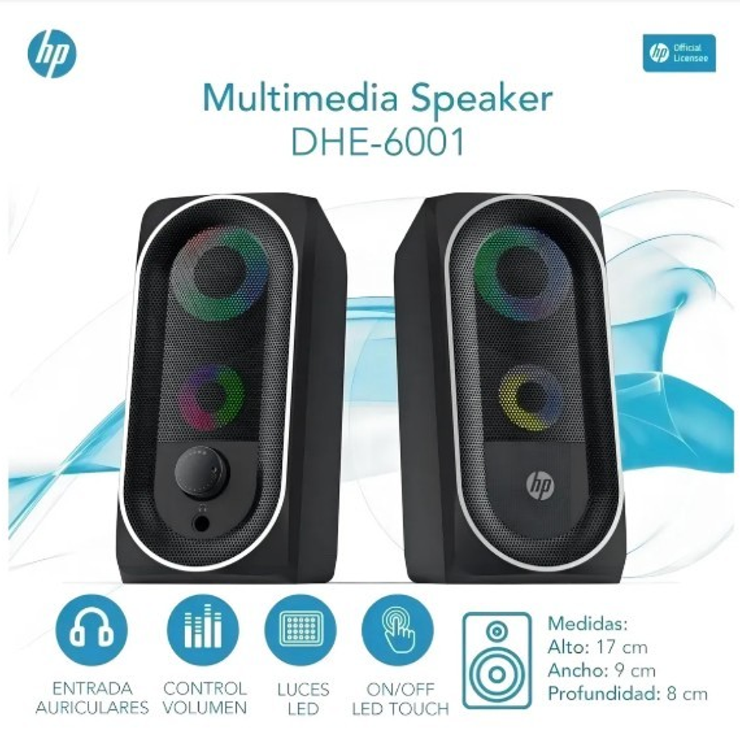 Parlantes HP DHE-6001 | LED RGB + USB + Sonido Estéreo + Control de Volumen 5