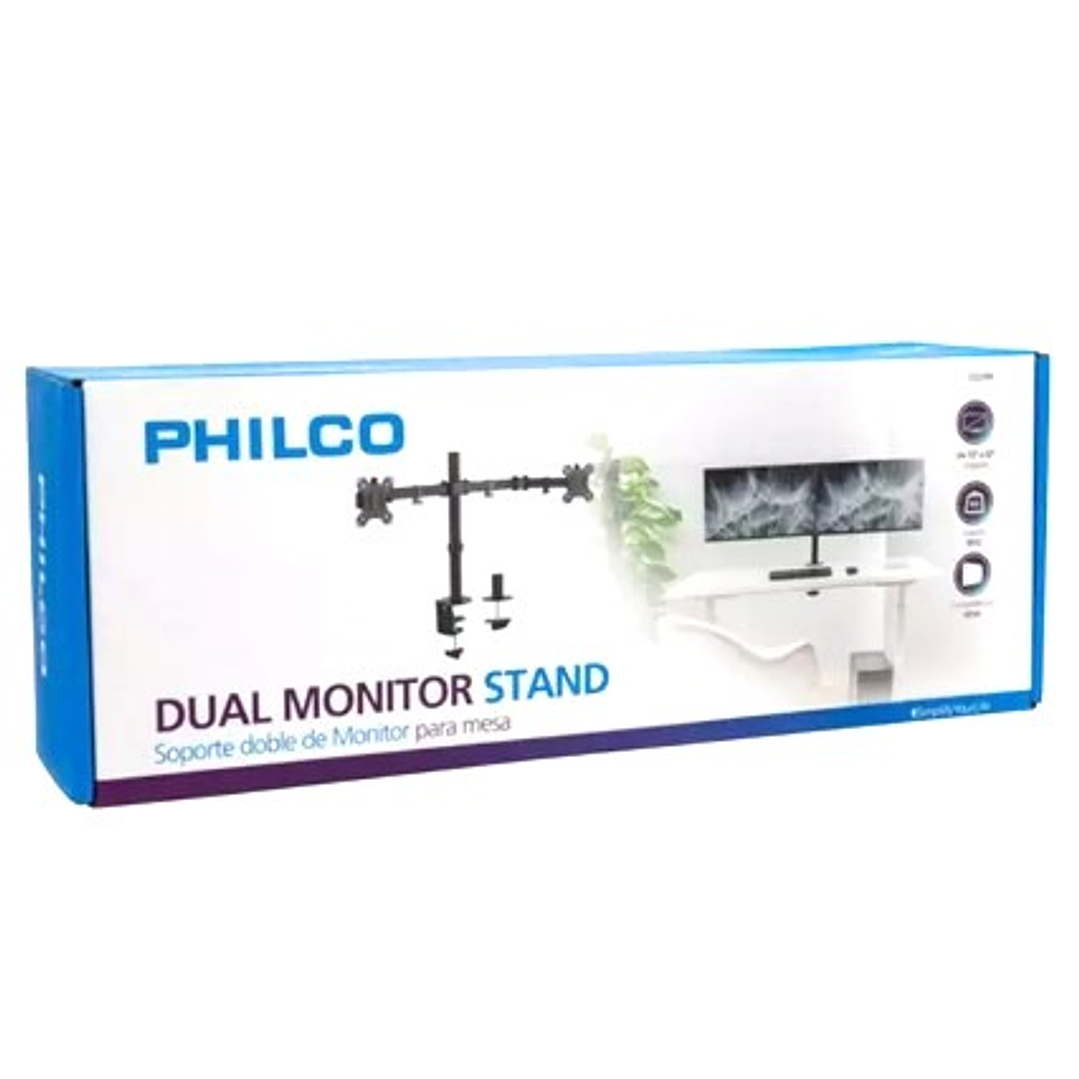 Soporte Doble PHILCO para Monitores | Brazo Articulado + Fijación Escritorio + VESA Universal 6