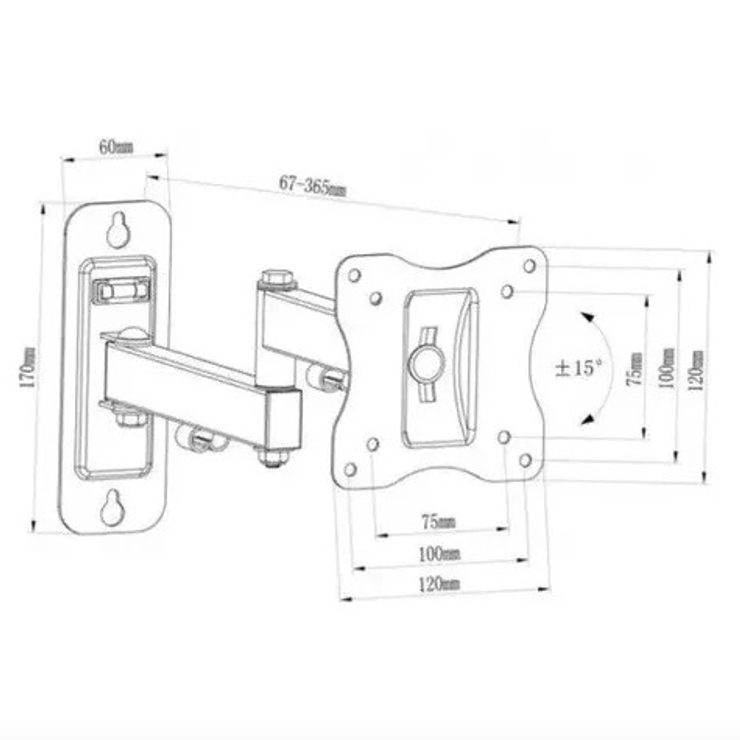 Soporte STARNEWX HY-210 para TV LED/LCD | 10” a 32” + Giro 180° + Inclinación ±15° + VESA Universal 7