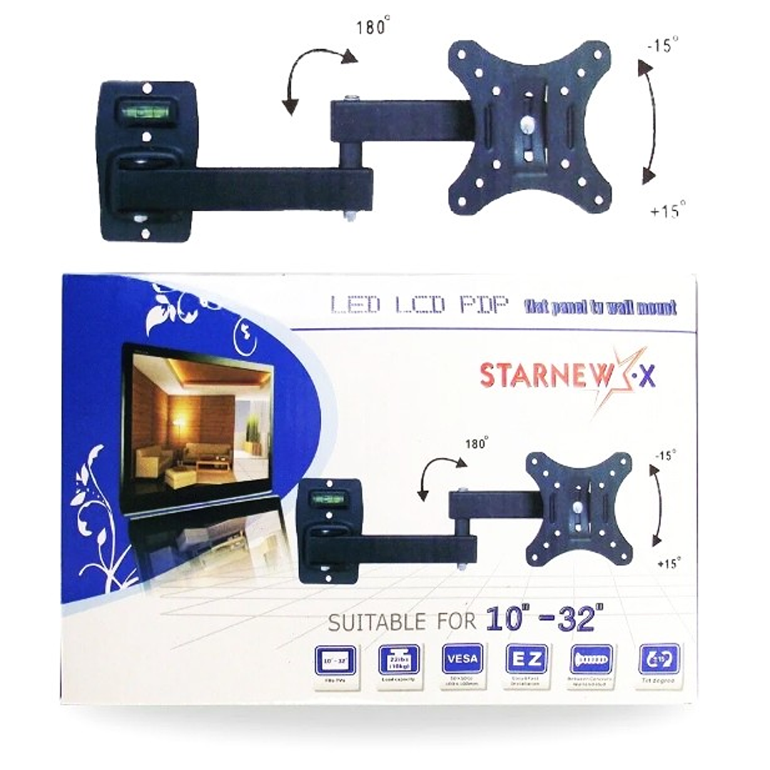 Soporte STARNEWX HY-210 para TV LED/LCD | 10” a 32” + Giro 180° + Inclinación ±15° + VESA Universal 8