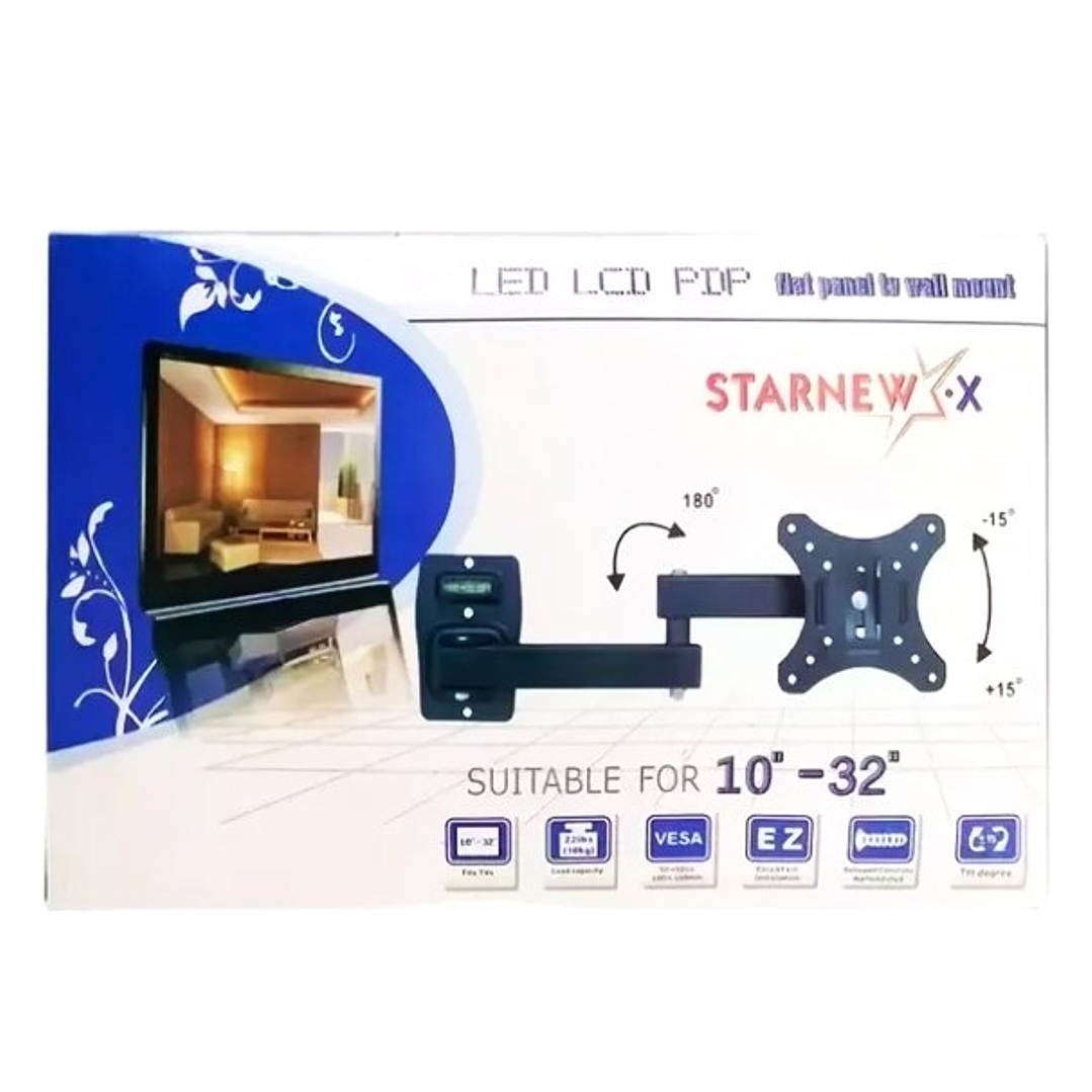 Soporte STARNEWX HY-210 para TV LED/LCD | 10” a 32” + Giro 180° + Inclinación ±15° + VESA Universal 9