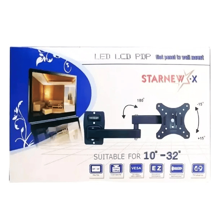 Soporte STARNEWX HY-210 para TV LED/LCD | 10” a 32” + Giro 180° + Inclinación ±15° + VESA Universal 9
