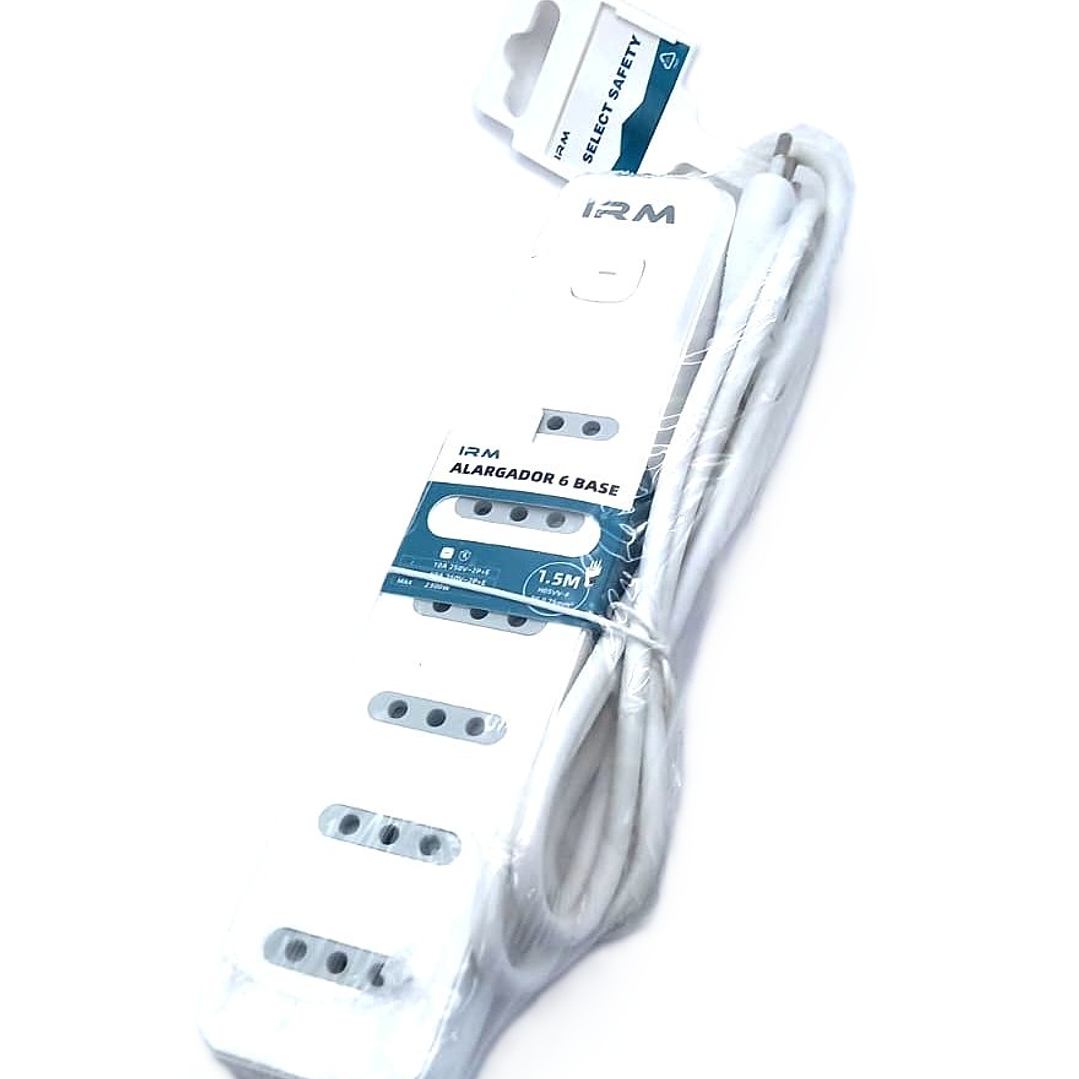 Alargador IRM 6 Enchufes | Cable 1.5 Metros + 10A + Diseño Compacto + Certificación SEC 1