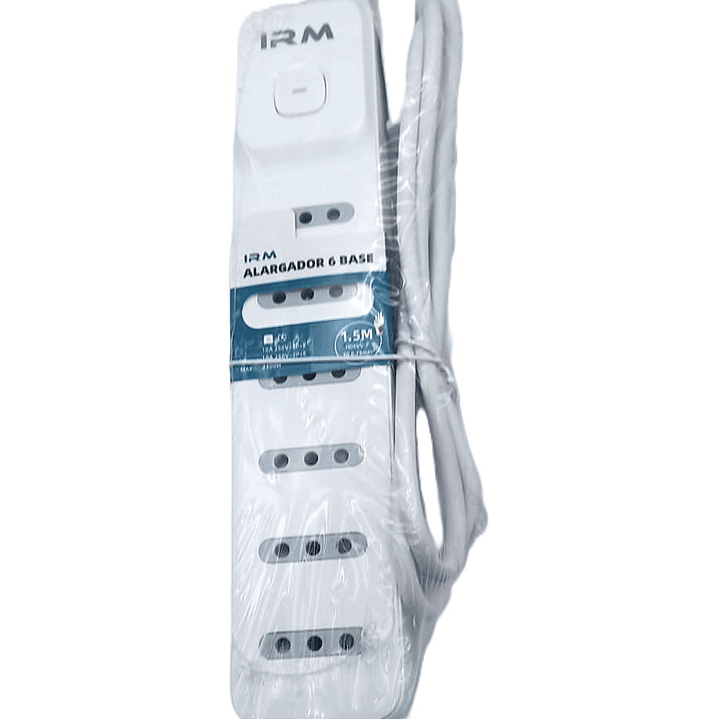 Alargador IRM 6 Enchufes | Cable 1.5 Metros + 10A + Diseño Compacto + Certificación SEC 2