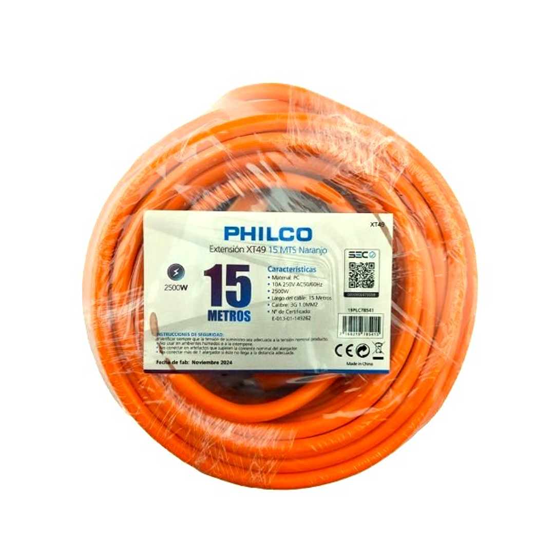 Extensión Eléctrica PHILCO XT49 | 15 Metros + 10A + Doble Aislación + Uso Doméstico 6