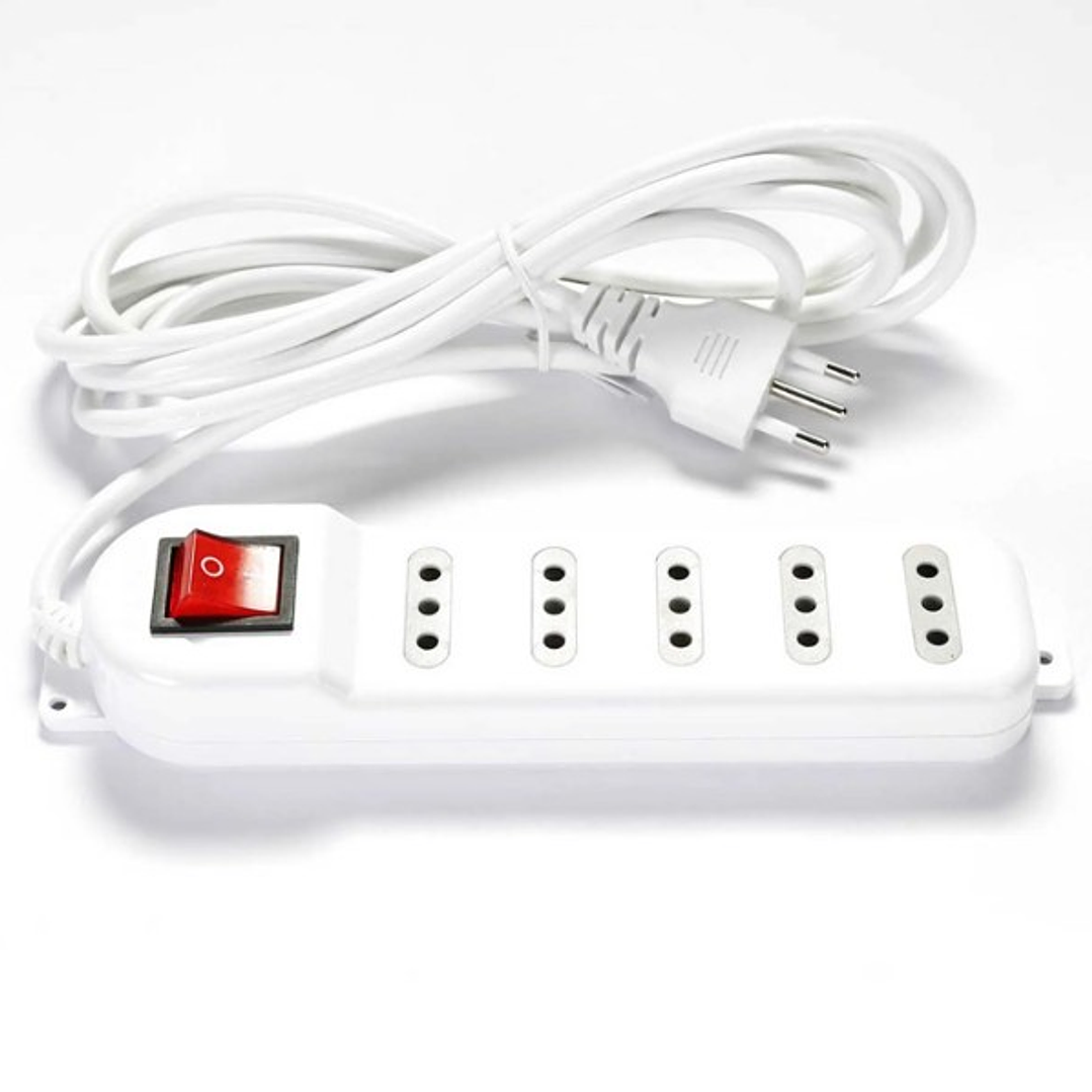 Alargador Eléctrico Macrotel 5 Enchufes | Interruptor + Cable 3 Metros + 2500W + Certificación SEC 2