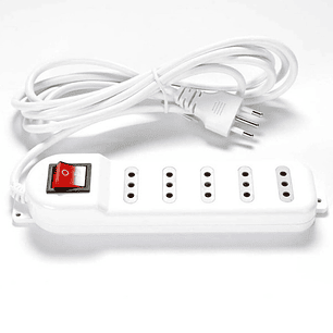 Alargador Eléctrico Macrotel 5 Enchufes | Interruptor + Cable 3 Metros + 2500W + Certificación SEC