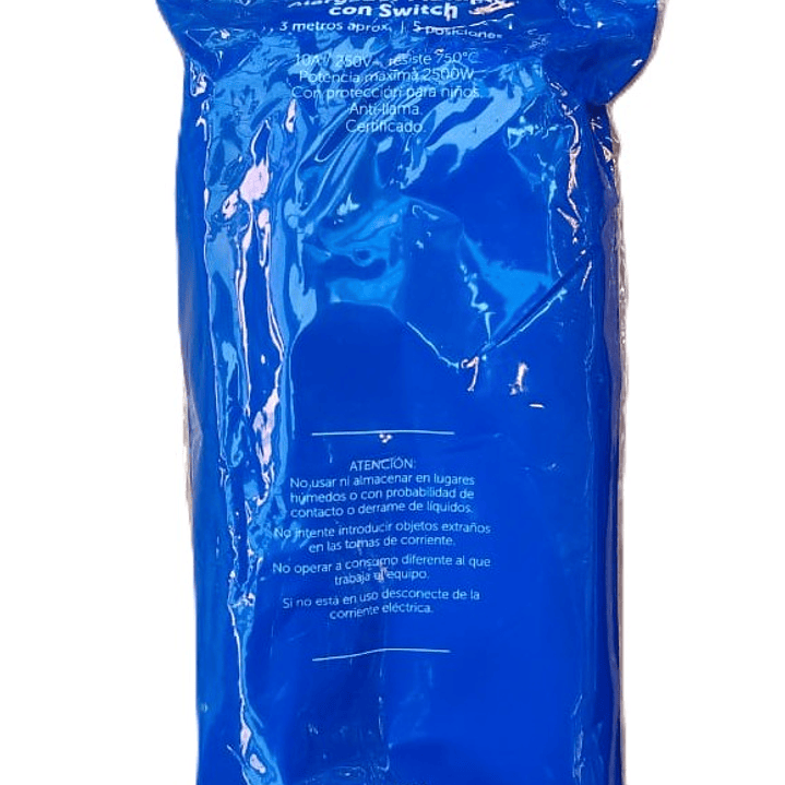 Alargador Eléctrico Macrotel 5 Enchufes | Interruptor + Cable 3 Metros + 2500W + Certificación SEC 5