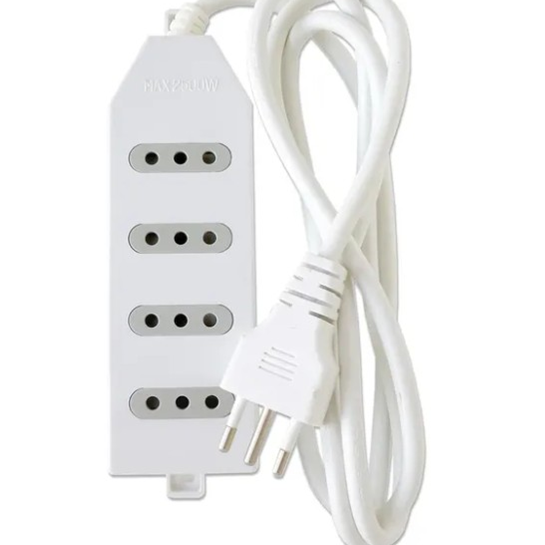 Alargador Eléctrico Macrotel 4 Enchufes | Cable 3 Metros + 2500W + Enchufe Estándar + Certificación SEC 2