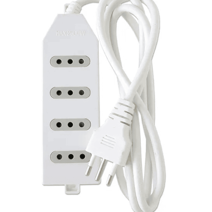 Alargador Eléctrico Macrotel 4 Enchufes | Cable 3 Metros + 2500W + Enchufe Estándar + Certificación SEC 2