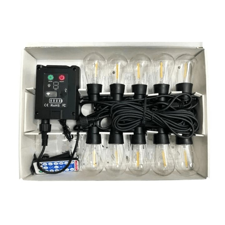 Cadena Solar LED IRM 10M | 10 Ampolletas + Efecto Meteoros + USB + Exterior/Interior 5