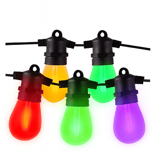 Cadena Solar LED IRM 10M | 10 Ampolletas + Efecto Meteoros + USB + Exterior/Interior