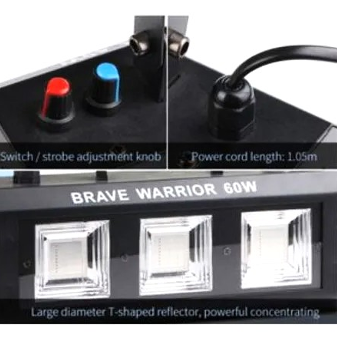 Proyector LED BRAVE WARRIOR 60W RGB | Multicolor + Audio Rítmico + Estroboscópico + Trípode 7
