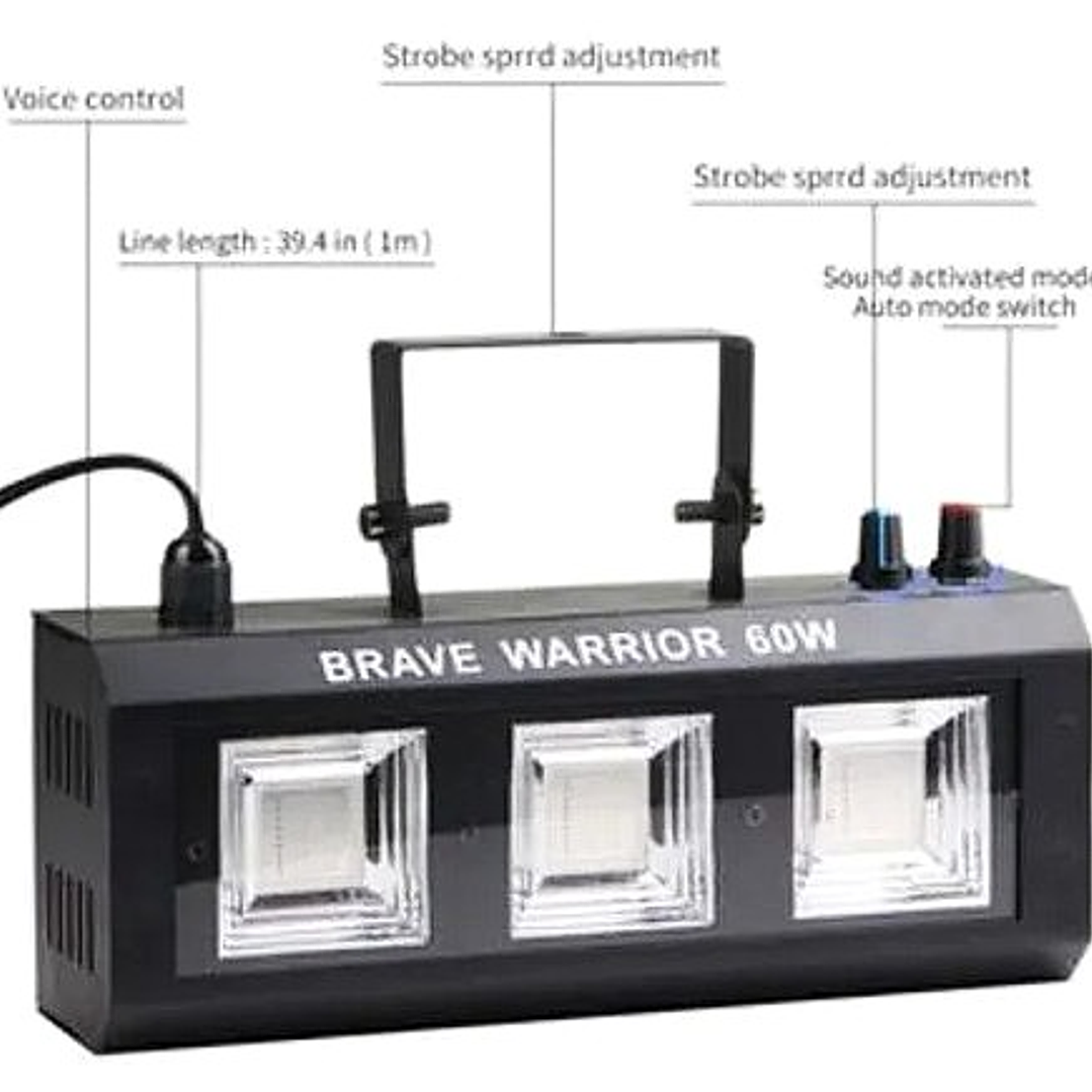 Proyector LED BRAVE WARRIOR 60W RGB | Multicolor + Audio Rítmico + Estroboscópico + Trípode 8