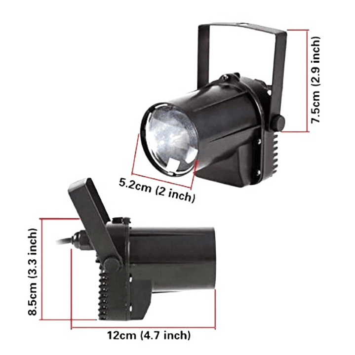 Mini PinSpot LED 3W | Luz Blanca Focalizada + Compacto + Ideal para Escenarios y Decoración 3