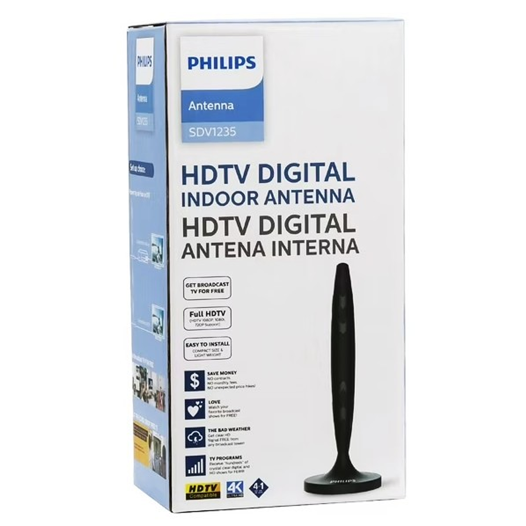 Antena Digital Interna Philips SDV1235 | HDTV + 4K + Compacta + Sin Suscripción 5