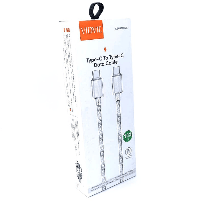 Cable VIDVIE Tipo-C a Tipo-C 100cm | Carga Rápida 3A + Trenzado Ice Cube 1