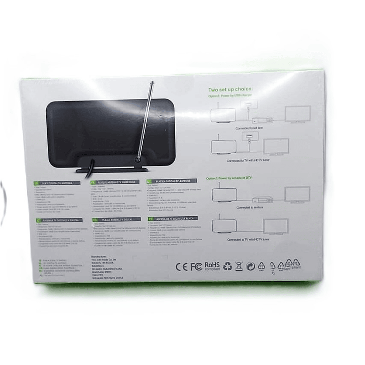 Antena Digital Green Lyca Plate | HDTV + 4K + Amplificador + 45km Alcance 4