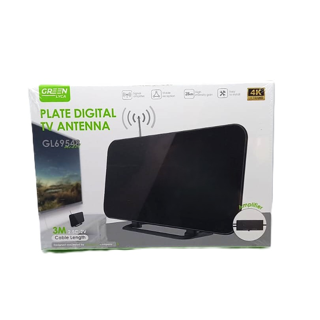 Antena Digital Green Lyca Plate | HDTV + 4K + Amplificador + 45km Alcance 3