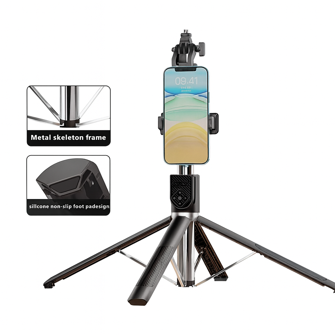 Palo Selfie Telescópico P230TK 2.2M | Acero Inoxidable + Control Remoto Bluetooth 2