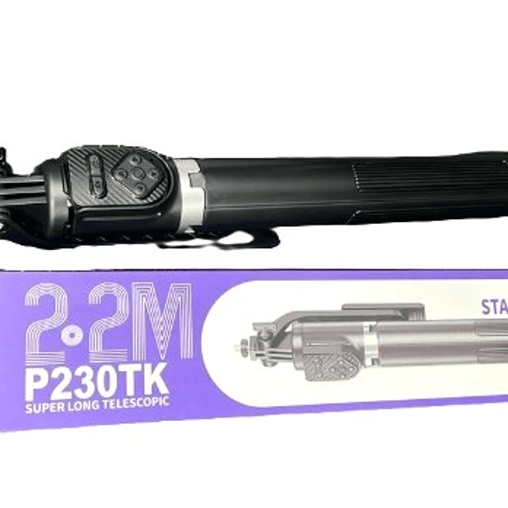 Palo Selfie Telescópico P230TK 2.2M | Acero Inoxidable + Control Remoto Bluetooth 3