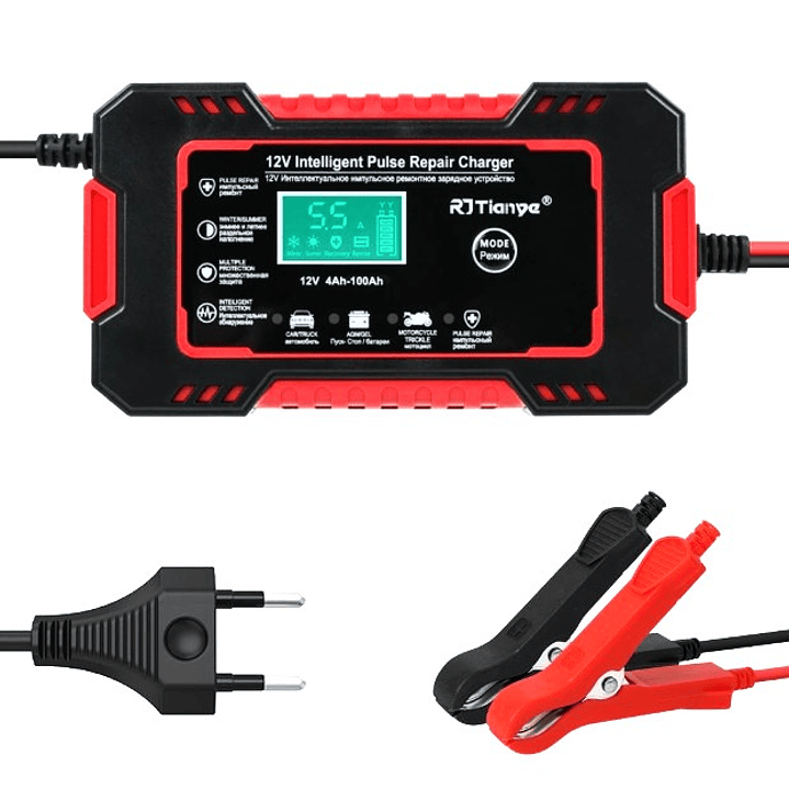 Cargador Inteligente 12V RT Tianye | Reparación por Pulso + Protección Múltiple + Pantalla Digital 1