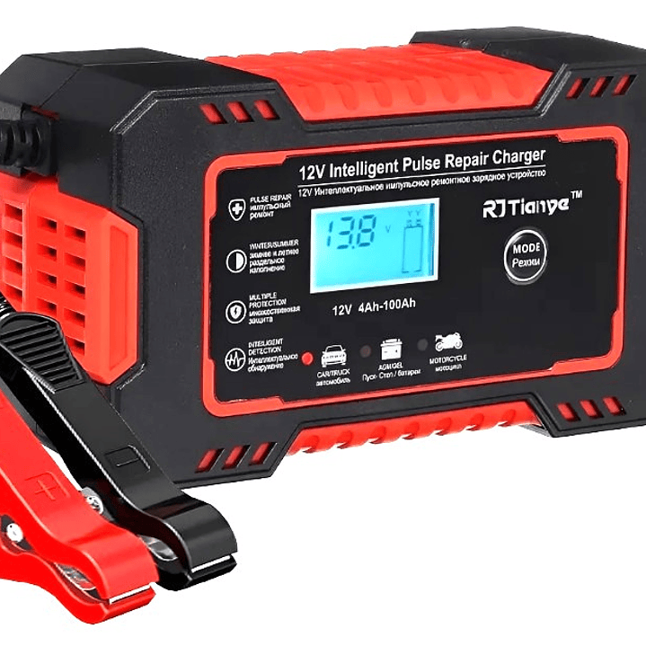 Cargador Inteligente 12V RT Tianye | Reparación por Pulso + Protección Múltiple + Pantalla Digital 4