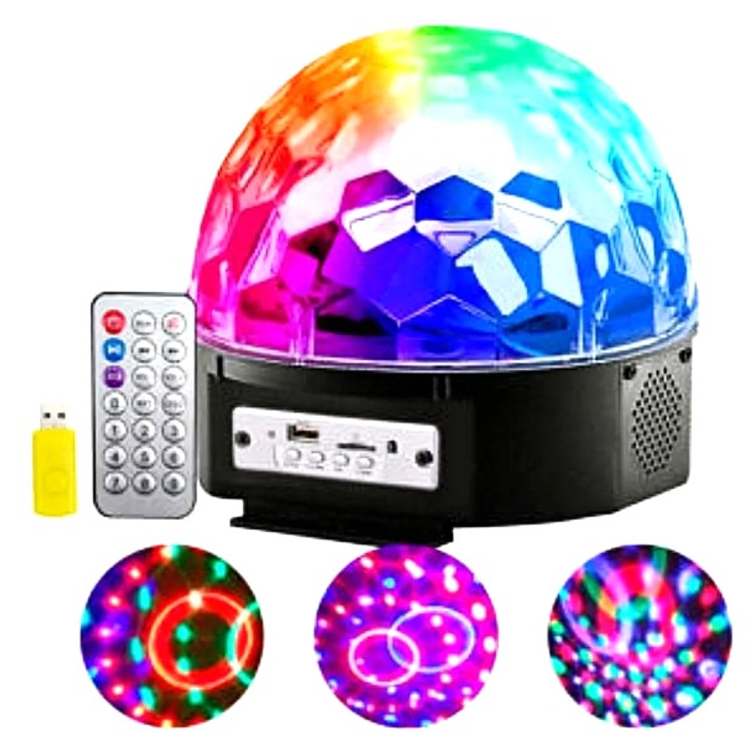 Lámpara LED Bola Disco Bluetooth con Control Remoto | USB + Audio + Luces RGB para Fiestas 5