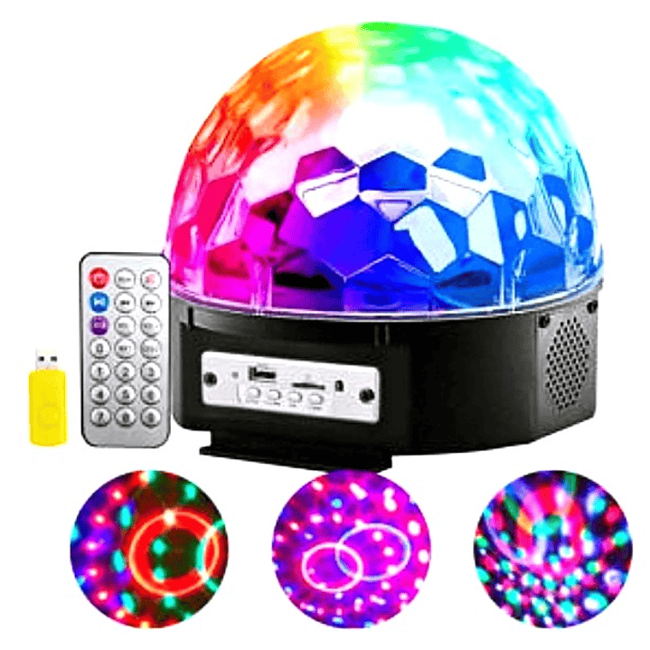 Lámpara LED Bola Disco Bluetooth con Control Remoto | USB + Audio + Luces RGB para Fiestas 5