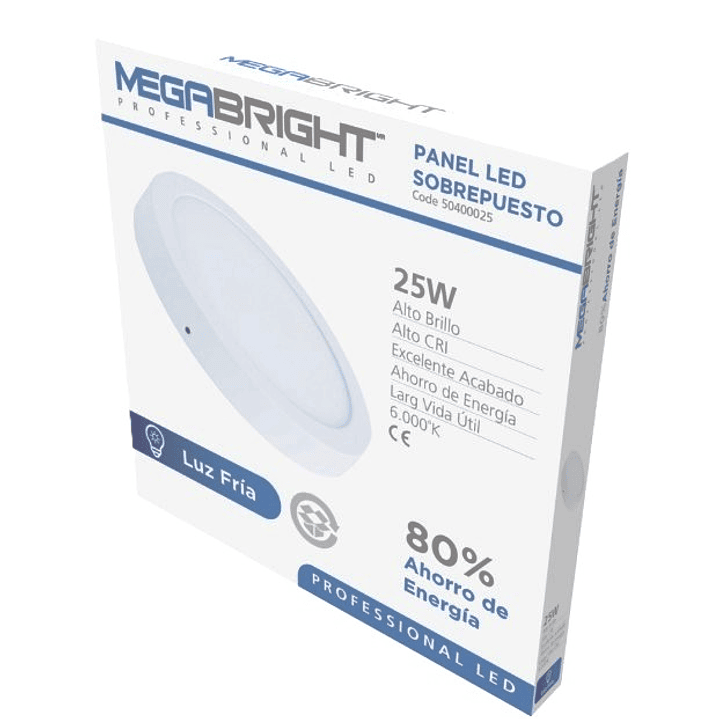 Panel LED Redondo Sobrepuesto MEGABRIGHT 25W Luz Fría | Alto Brillo + Ahorro Energético 6
