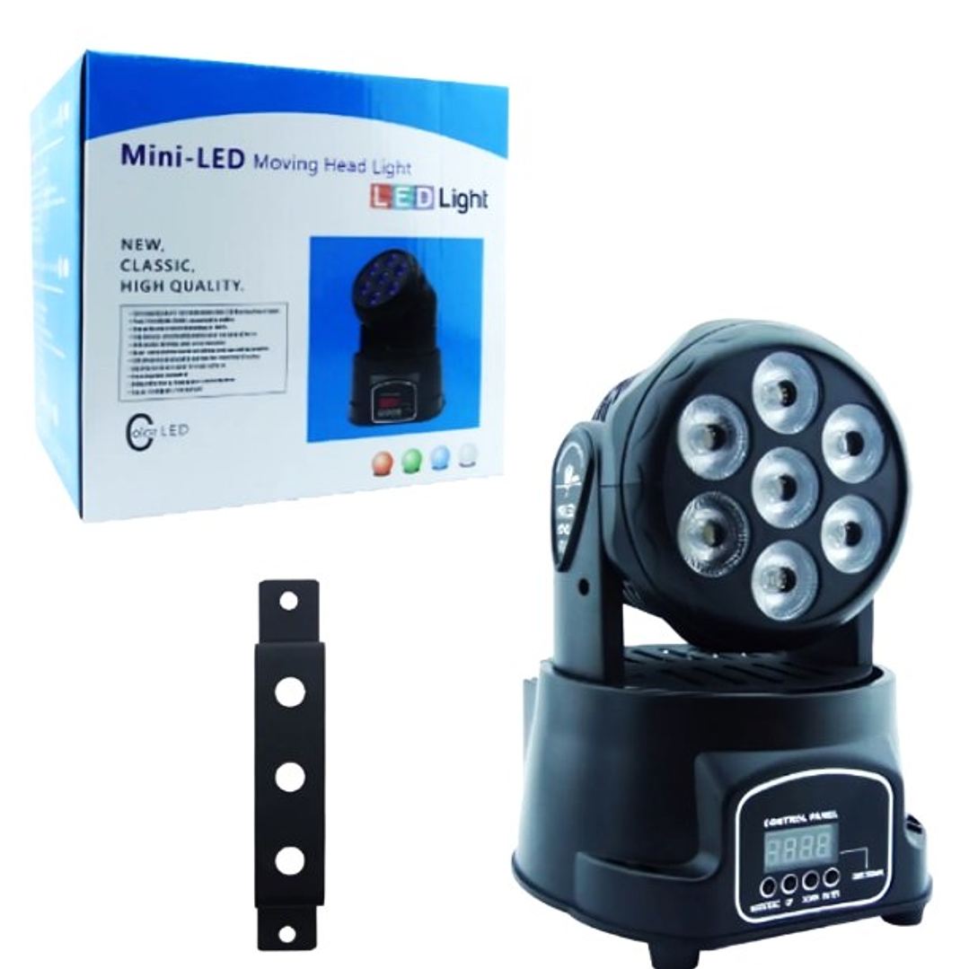 Cabezal LED Móvil Mini 7x10W RGBW – Iluminación Escénica Profesional para Eventos y DJ 5