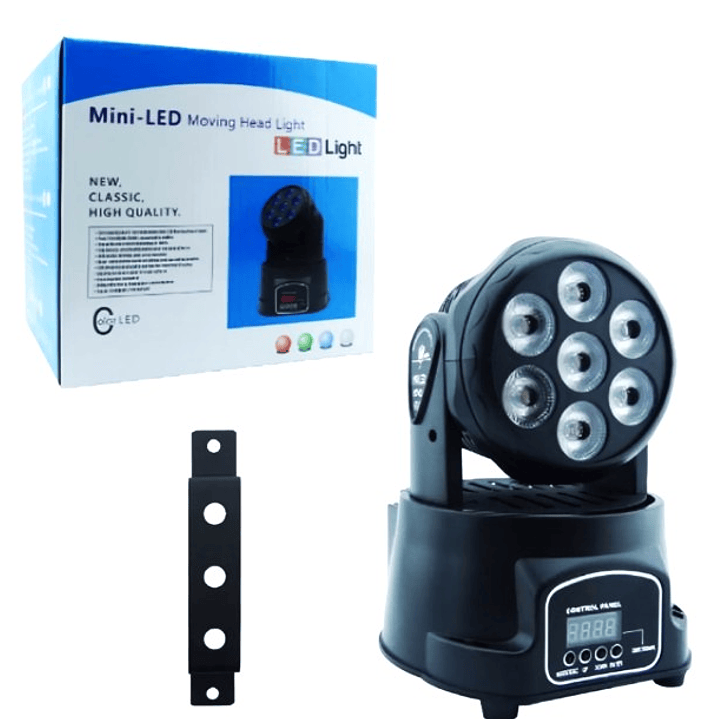 Cabezal LED Móvil Mini 7x10W RGBW – Iluminación Escénica Profesional para Eventos y DJ 5