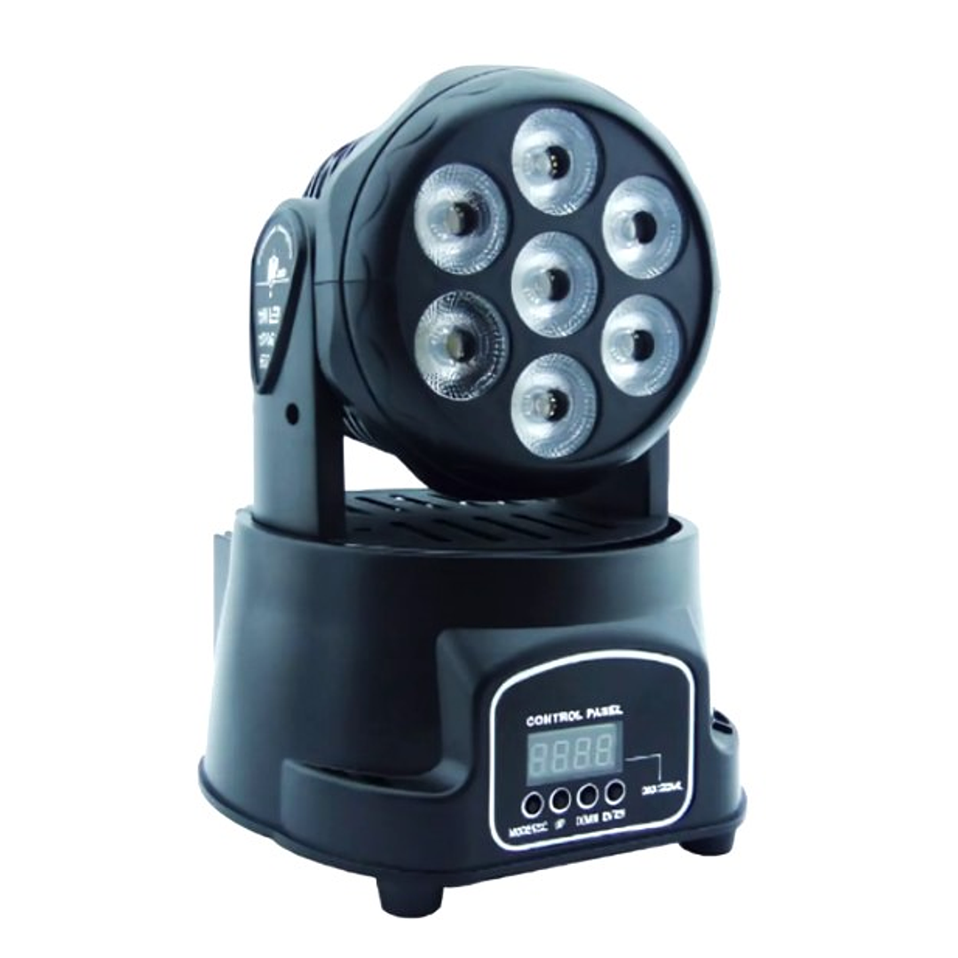 Cabezal LED Móvil Mini 7x10W RGBW – Iluminación Escénica Profesional para Eventos y DJ 1