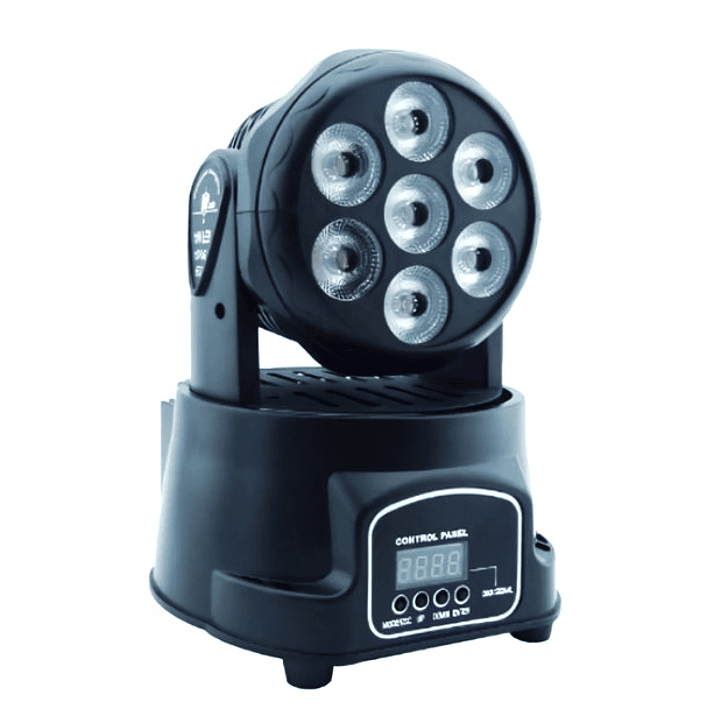 Cabezal LED Móvil Mini 7x10W RGBW – Iluminación Escénica Profesional para Eventos y DJ 1
