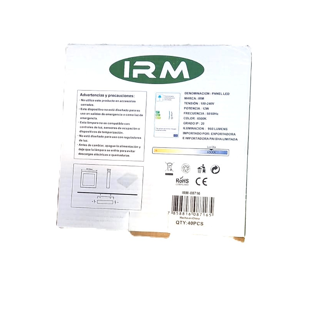 Panel LED Cuadrado Sobrepuesto IRM 12W Luz Fría | Iluminación Moderna y Eficiente para Interiores 5