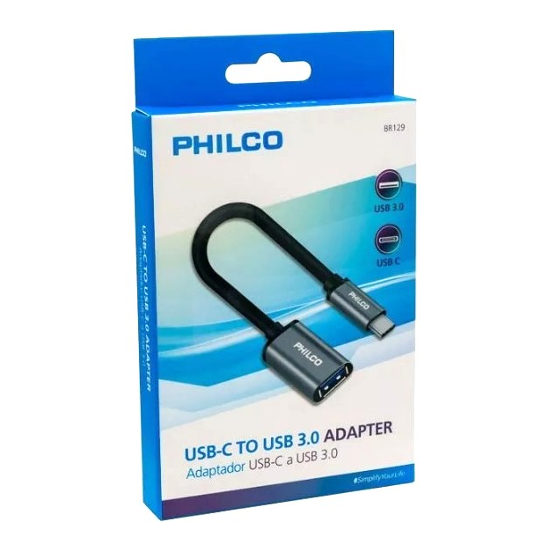 Adaptador USB-C a USB 3.0 PHILCO BR129 | Conecta tus dispositivos con velocidad y compatibilidad 3