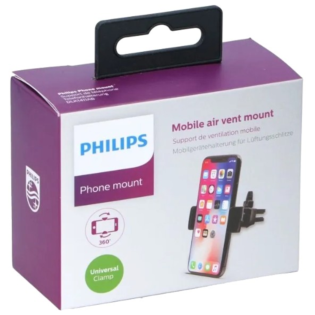 Soporte Philips para Celular en Auto | Montaje en Ventilación + Giro 360° + Ajuste Universal 4