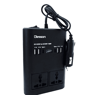 Inversor de Corriente para Auto Olesson 150W | USB + Tipo-C + 2 Salidas AC + Pantalla LED