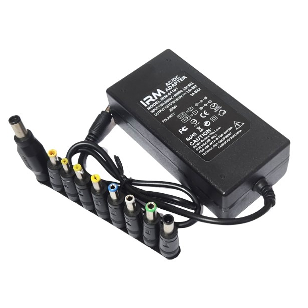 Cargador Universal para Notebook IRM 120W | 12V–24V + 9 Conectores + Compatibilidad Total 2