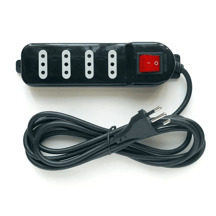 Alargador Macrotel 4 Tomas | 3 Metros | Color Negro | Switch de Seguridad 1