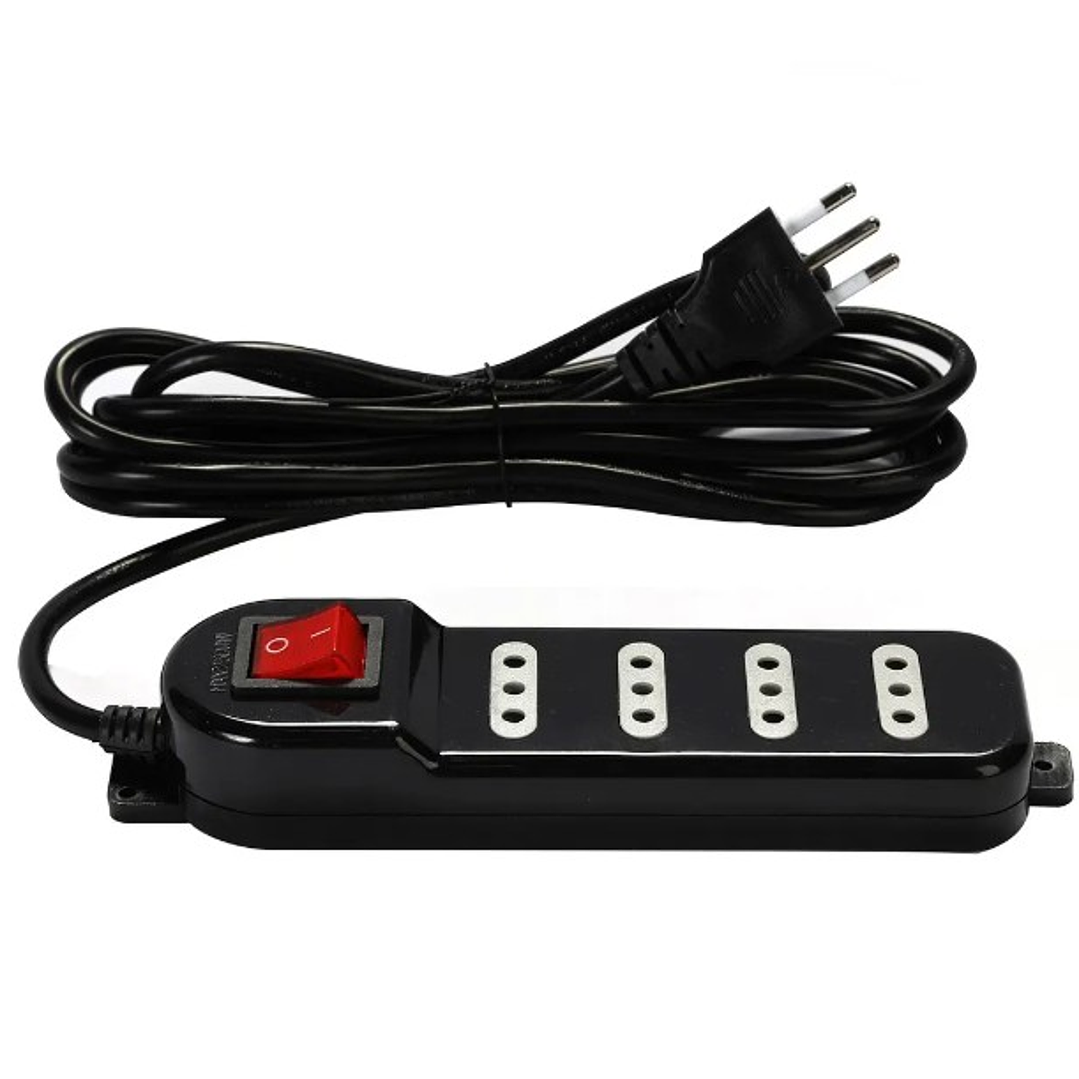 Alargador Macrotel 4 Tomas | 3 Metros | Color Negro | Switch de Seguridad 2