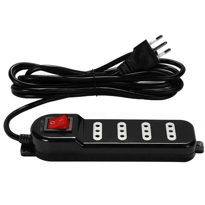Alargador Macrotel 4 Tomas | 3 Metros | Color Negro | Switch de Seguridad 2