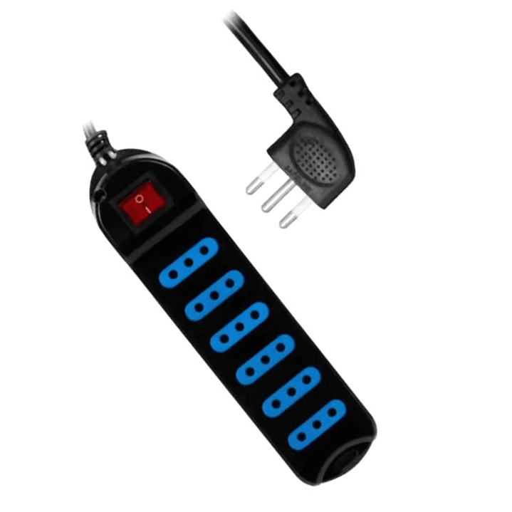 Alargador Philco XT30 Negro | 6 Tomas | 3 Metros | Switch de Seguridad 3