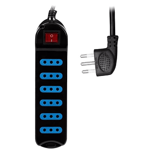 Alargador Philco XT30 Negro | 6 Tomas | 3 Metros | Switch de Seguridad