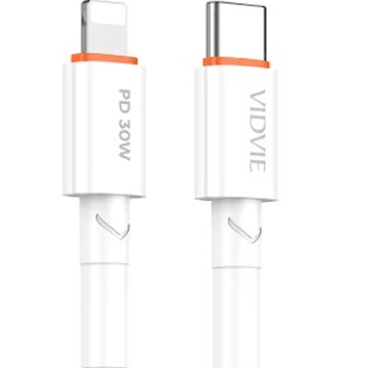Cable USB-C a Lightning VIDVIE CB4033C&i 30W | Carga Rápida + Trenzado + Alta Durabilidad 1