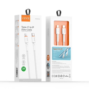 Cable USB-C a Lightning VIDVIE CB4033C&i 30W | Carga Rápida + Trenzado + Alta Durabilidad
