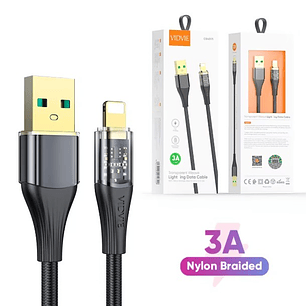 Cable USB-A a Lightning VIDVIE CB4071i 3A | Carga Rápida + Diseño Transparente + Trenzado Nylon