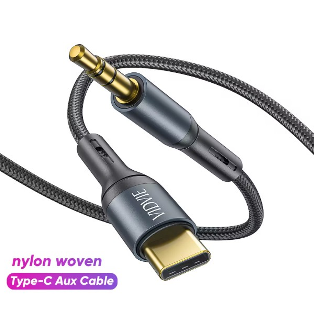 Cable Type-C a Aux 3.5mm VIDVIE AL1111 | Audio Estéreo + Alta Fidelidad + Trenzado Nylon 1