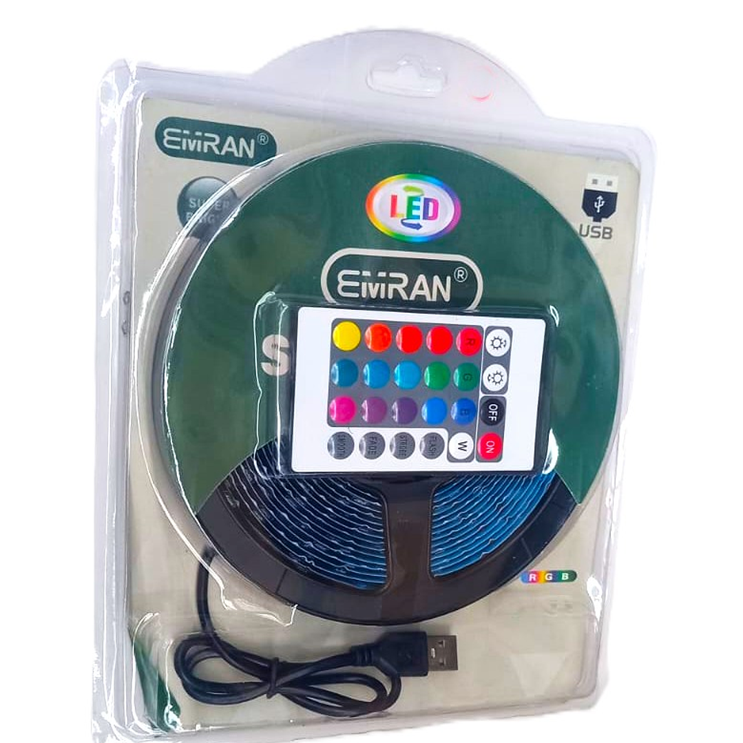 Tira LED RGB USB EMIRAN | 16 Colores + Control Remoto + Fácil Instalación 1